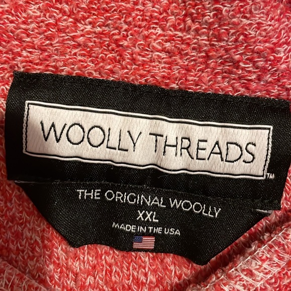 •WOOLY THREADS•RED LONG SLEEVE STADIUM PULLOVER CREWNECK TOP SIZE XXL EUC USA - Picture 9 of 11